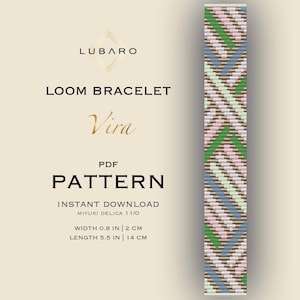 Geometric Bead Loom Bracelet Pattern: Pastel Boho Miyuki Delica (PDF Pattern) - Vira
