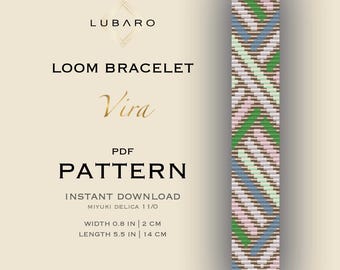 Patroon armband met geometrische kralenweefgetouw: pastel boho Miyuki Delica (pdf-patroon) - Vira