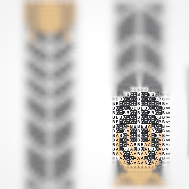 May include: Black and white pixel art design of a person's face. The person has a black beard and brown hair. The pixel art is made up of small squares.