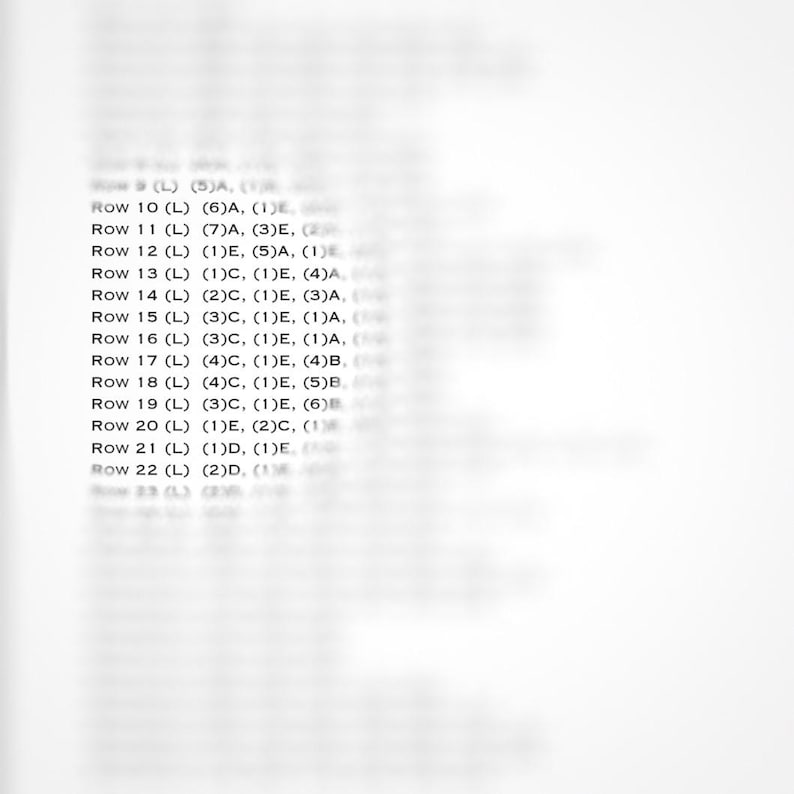 May include: A close-up of a page from a book with a list of rows and numbers. The rows are labeled with the letter "L" and the numbers are in parentheses. The numbers increase from 10 to 22.