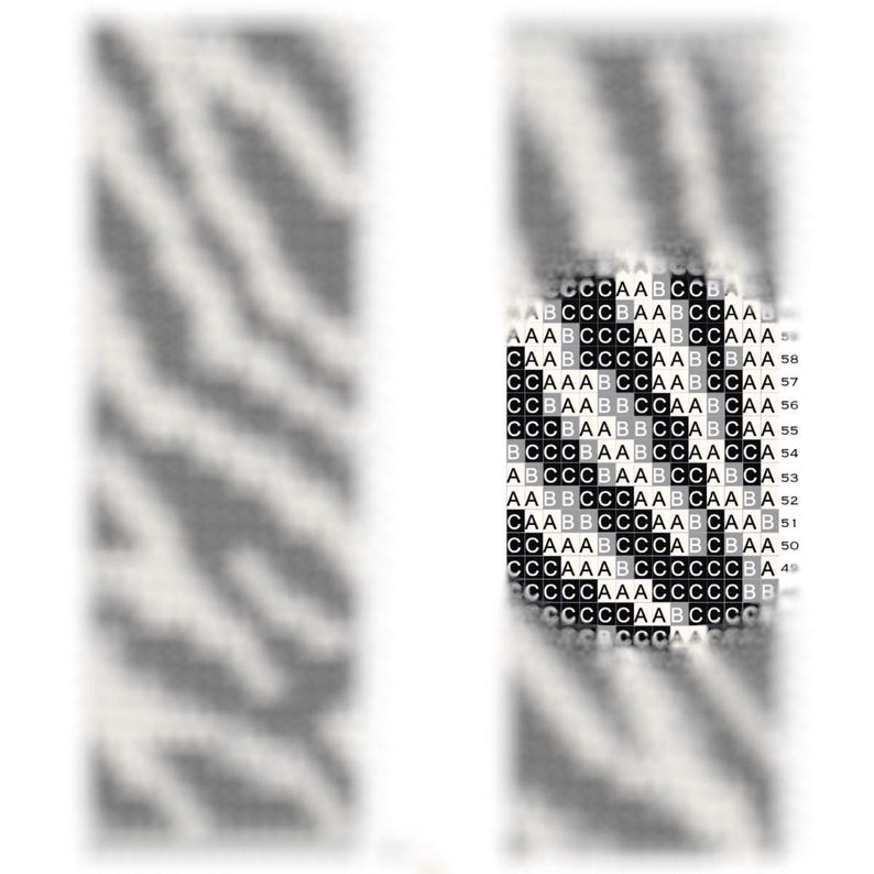 Puede incluir: Dise&ntilde;o de arte de p&iacute;xeles en blanco y negro de una cara con fondo negro. El dise&ntilde;o est&aacute; hecho de cuadrados peque&ntilde;os, con las letras A y B que representan los diferentes colores.