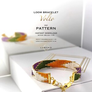 Patrón de pulsera de telar, pulsera Delica de otoño, patrón de telar de cuentas de colores fácil, joyería DIY, diseño de pulsera de cuentas de semillas - Volto