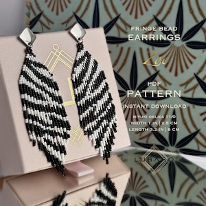 zebra animal print bead fringe earrings
