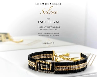 Begginer Schwarz Mixed Metal Loom Armband Muster: Miyuki Delica DIY (PDF Pattern) - Selene