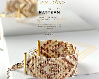 Miyuki Delica Loom Armband Muster, Geometrische Nude Farben (PDF Muster) - Love Story