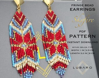 Native Inspired Beaded Fringe Earrings Pattern: Miyuki Delica (PDF Pattern) - Skyrire