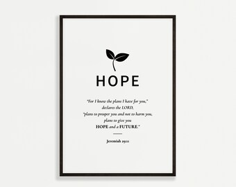 Hope Print, Jeremiah 29 11 Wall Art, Hope Printable, Sprout Print, Hope Bible Verse Wall Art, Modern Scripture, Bible Quote Print