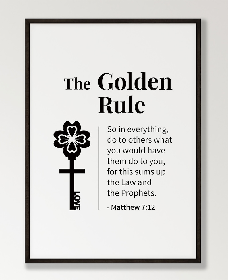The Golden Rule, Bible Verse Wall Art, Matthew 7 12, Bible Quote Print