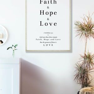 Faith Hope Love Print | Bible Verse Wall Art | 1 Corinthians 13:13 ...