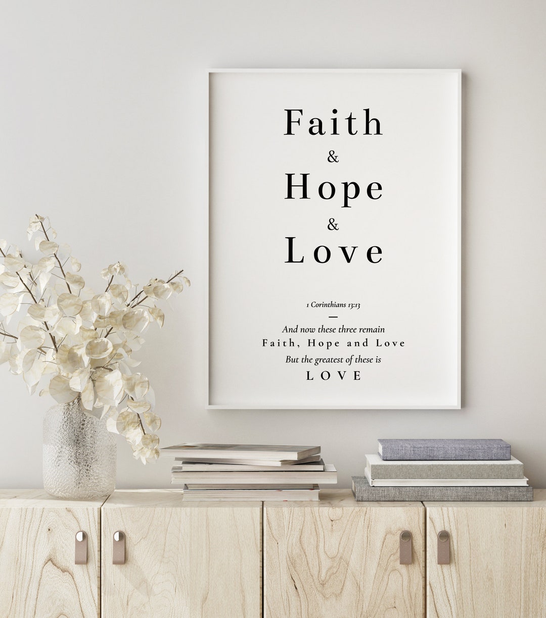 Faith Hope Love Print | Bible Verse Wall Art | 1 Corinthians 13:13 ...