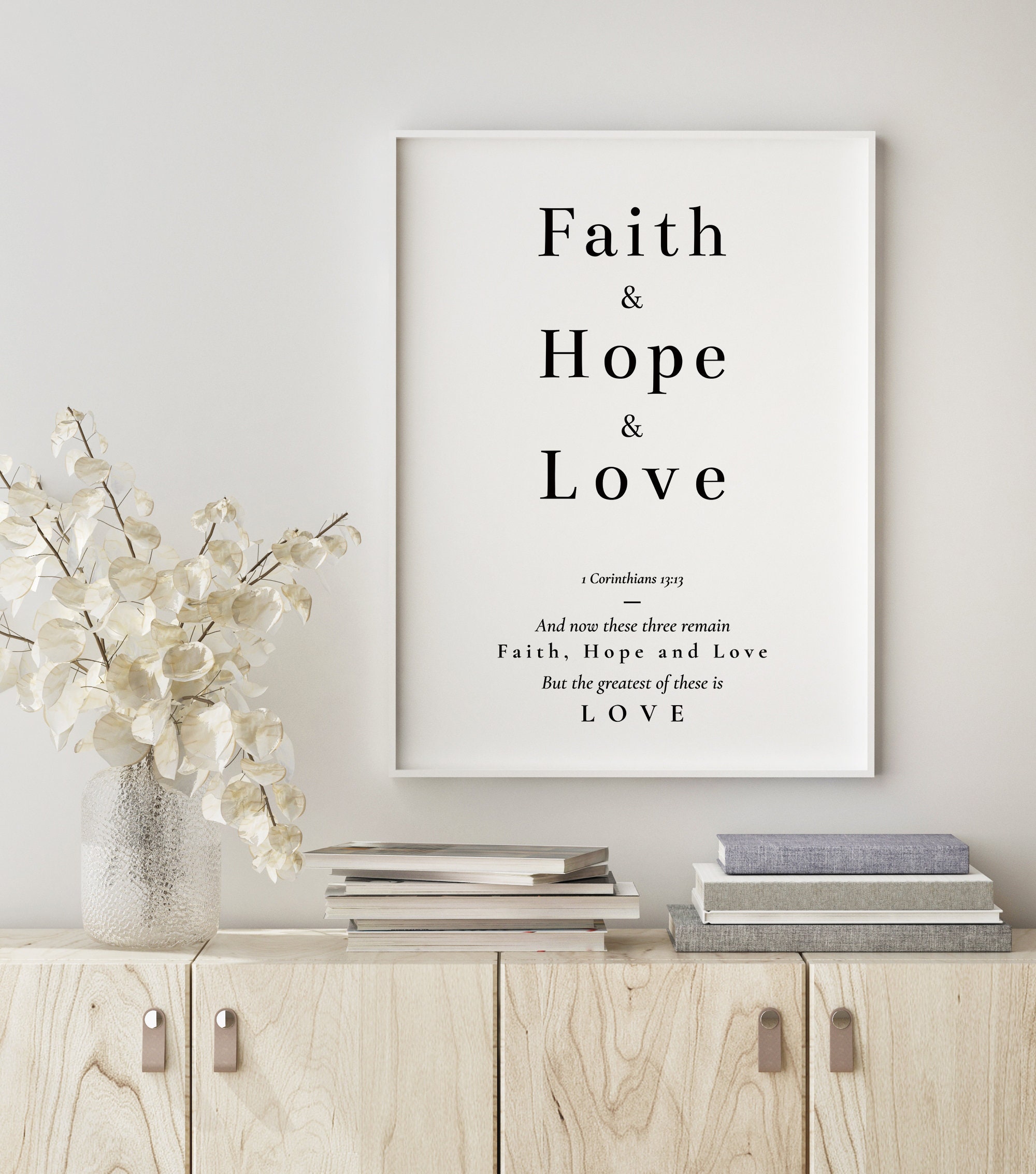 Faith Hope Love Print | Bible Verse Wall Art | 1 Corinthians 13:13 ...