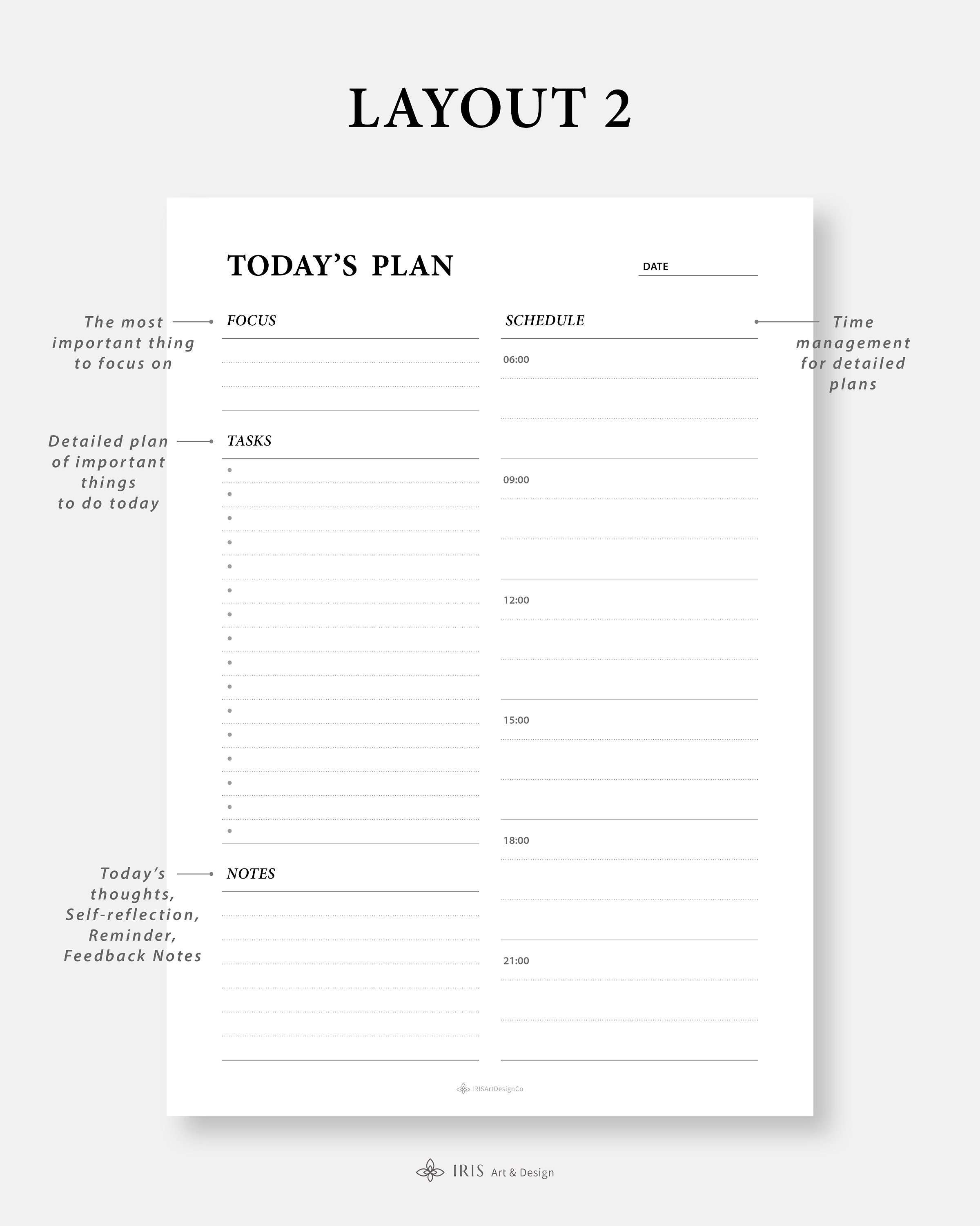 Today Planner Printable 3 Hours Interval Schedule Daily to Do List Task ...