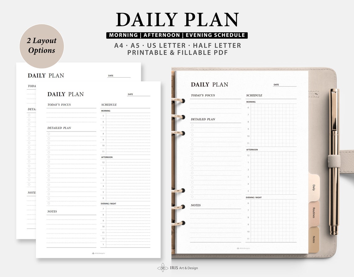 Daily Planner Printable Time Blocking Half Hour Daily Planner Daily ...