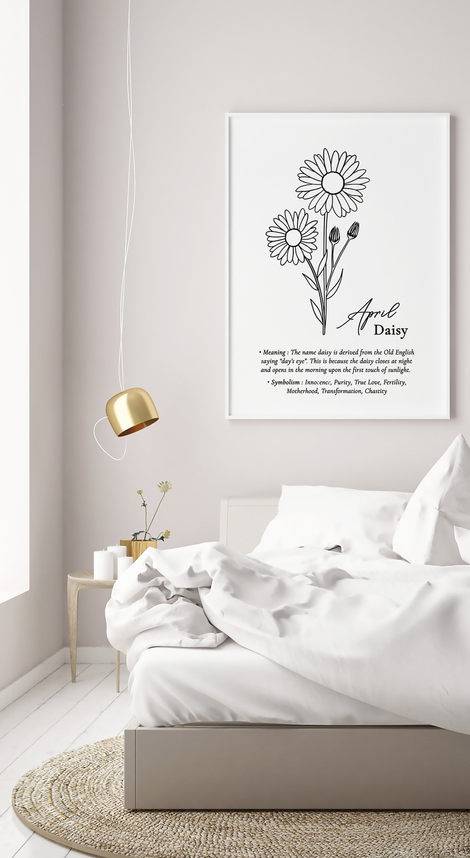 Birth Month Flower Print Printable Wall Art April Birth - Etsy