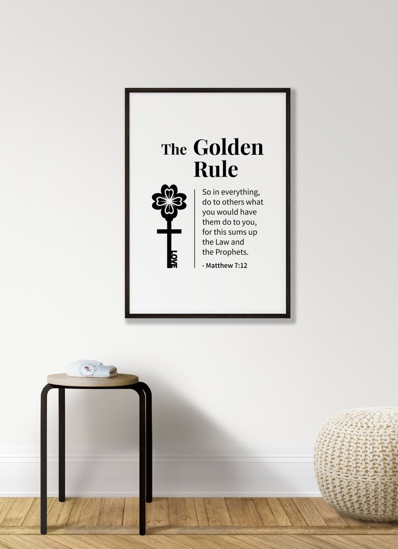 The Golden Rule, Bible Verse Wall Art, Matthew 7 12, Bible Quote Print