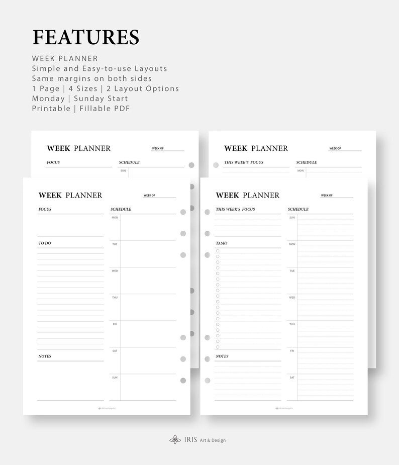 Week planner printable weekly to do list weekly schedule etsy