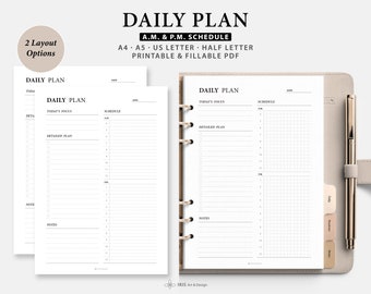 Daily Planner Printable | Half Hour Daily Planner | Daily Schedule, To Do List | Daily Planner Template | Printable, Fillable PDF