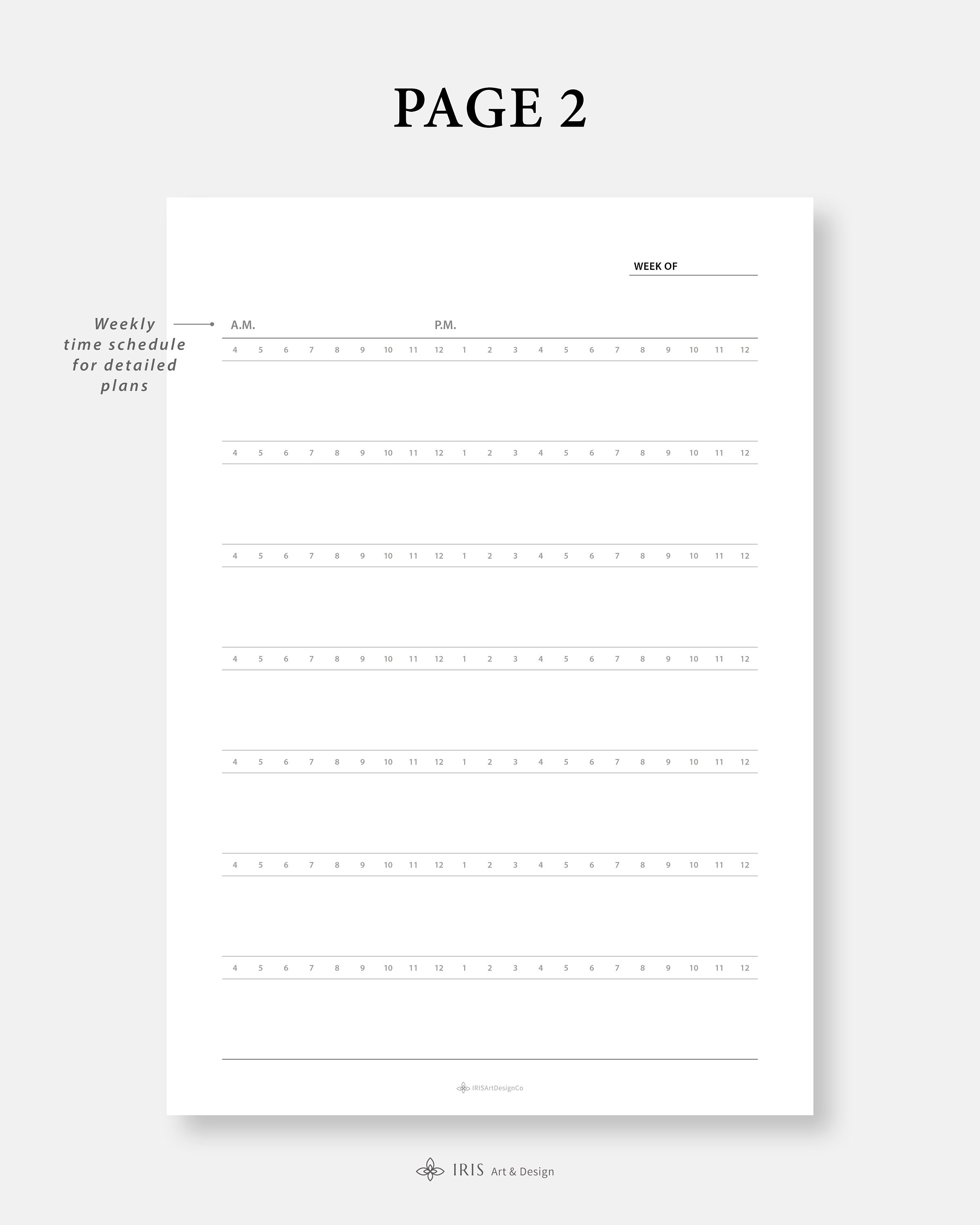 Weekly Planner 2 Pages Printable Week on Two Pages Weekly Overview Week ...