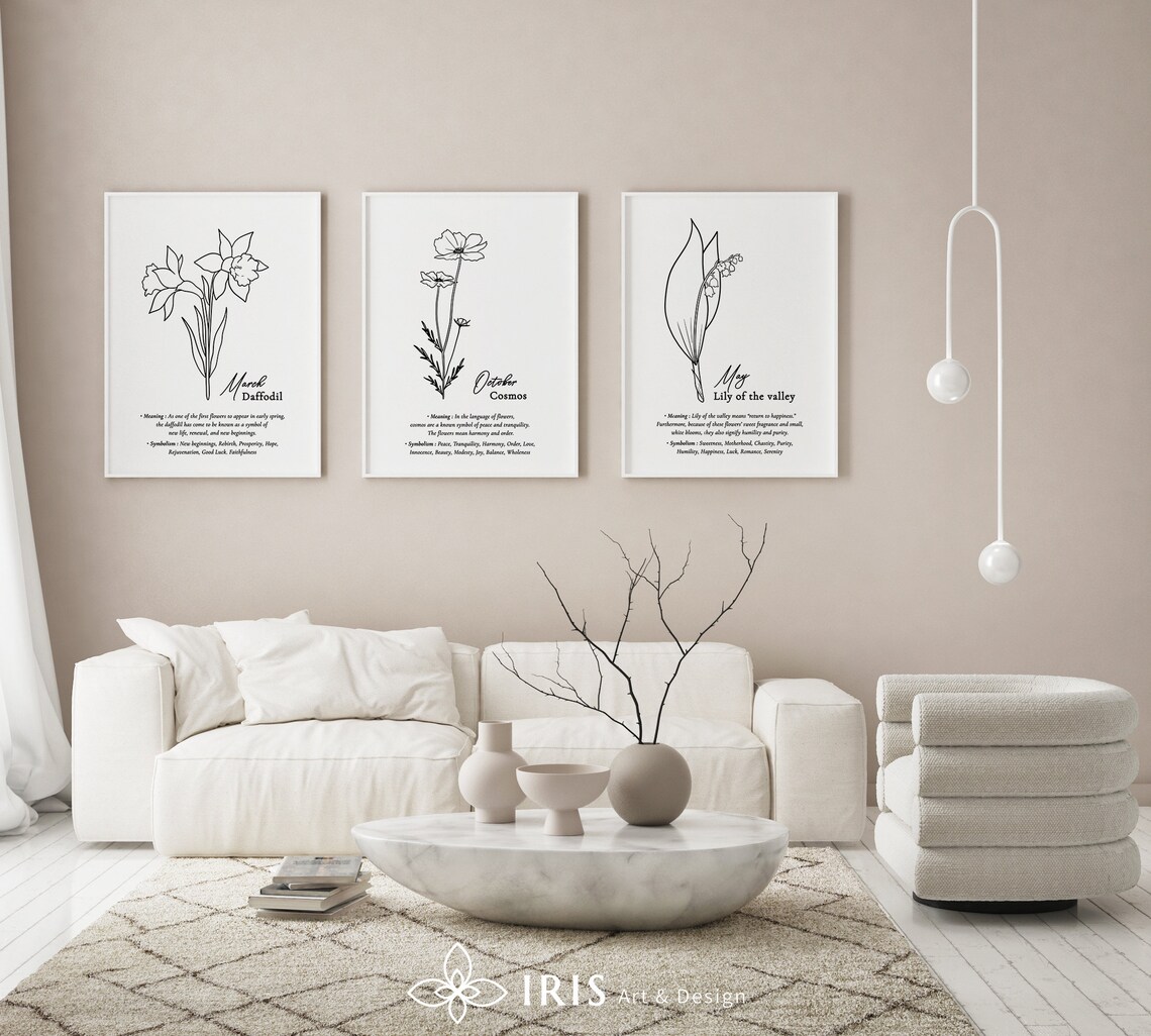 Birth Month Flower Print Printable Wall Art October Birth - Etsy