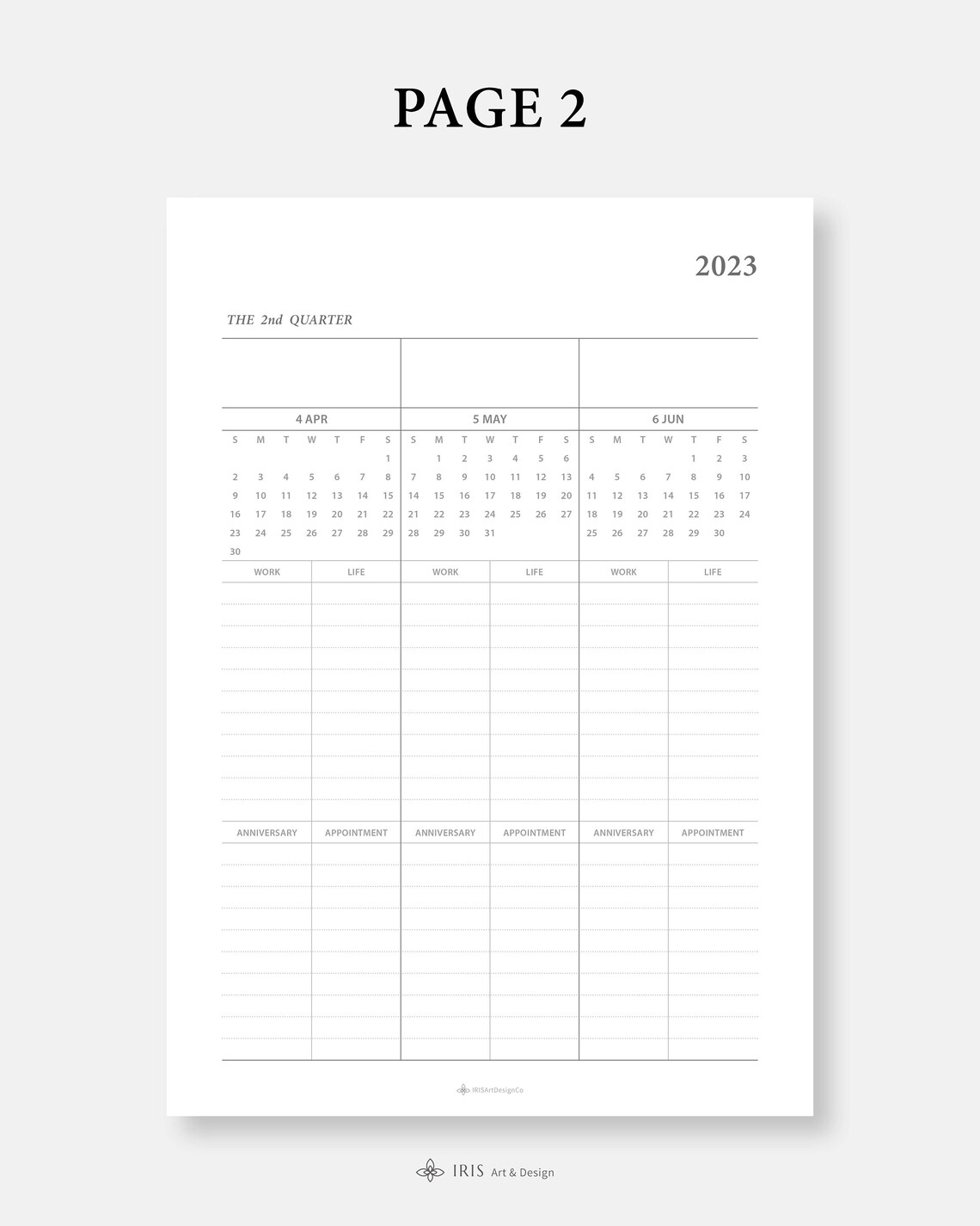 2023 Quarterly Planner Printable Inserts on 4 Pages Quarterly Work