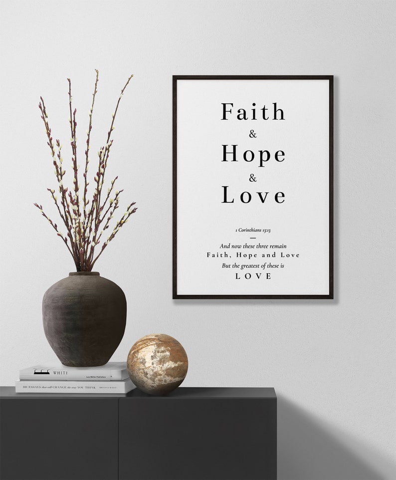 Faith Hope Love Print | Bible Verse Wall Art | 1 Corinthians 13:13 ...