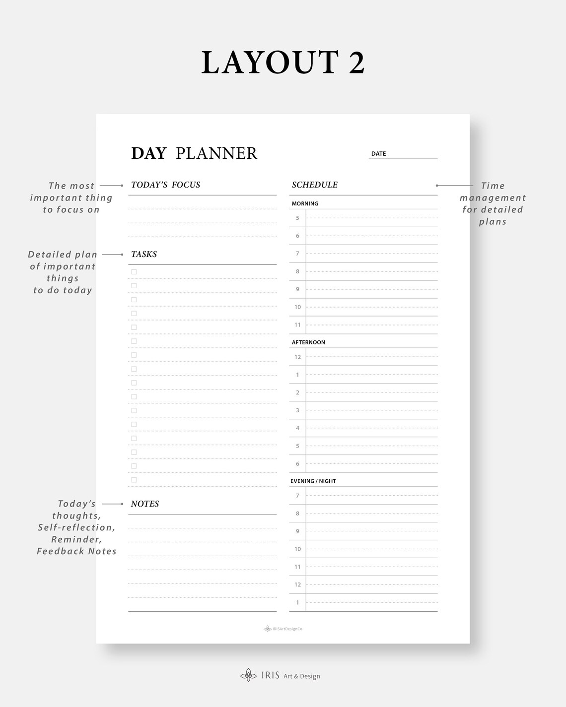 Day Planner Printable Daily Schedule, to Do List Hourly, Halfhourly