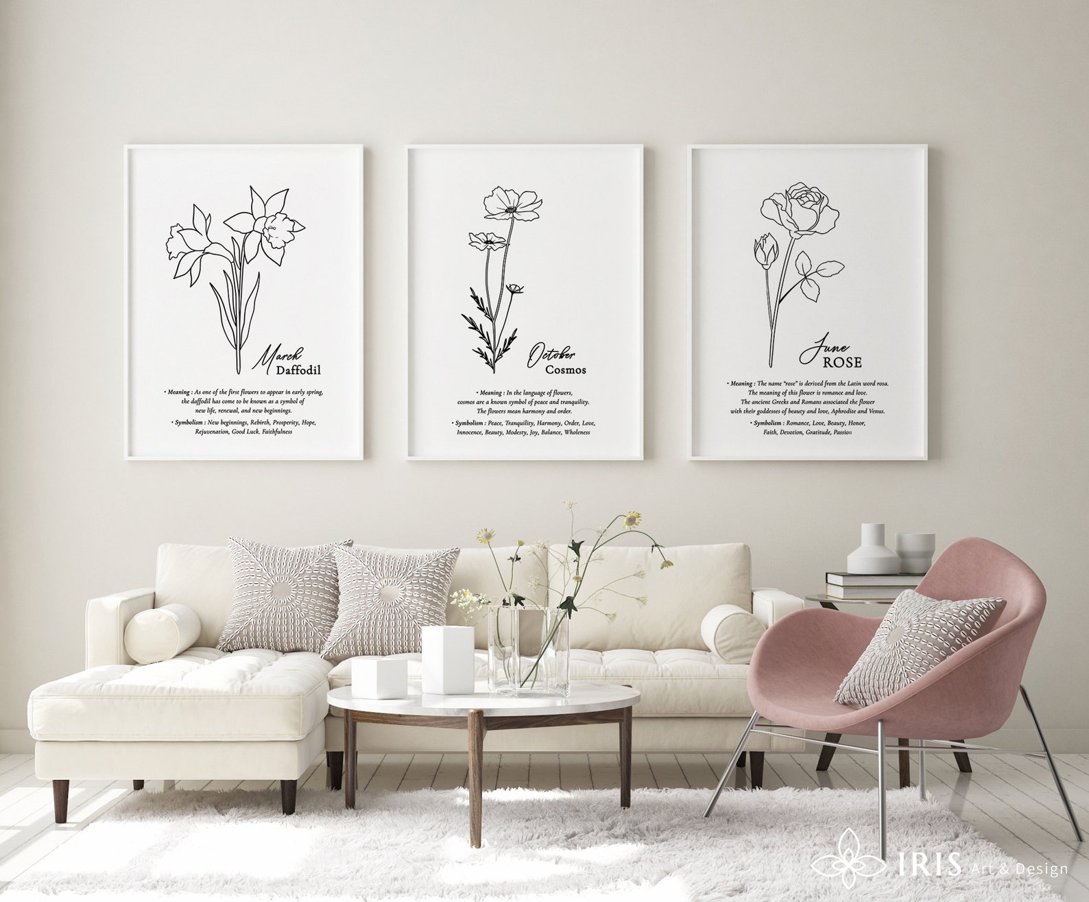 Birth Month Flower Print Printable Wall Art October Birth - Etsy