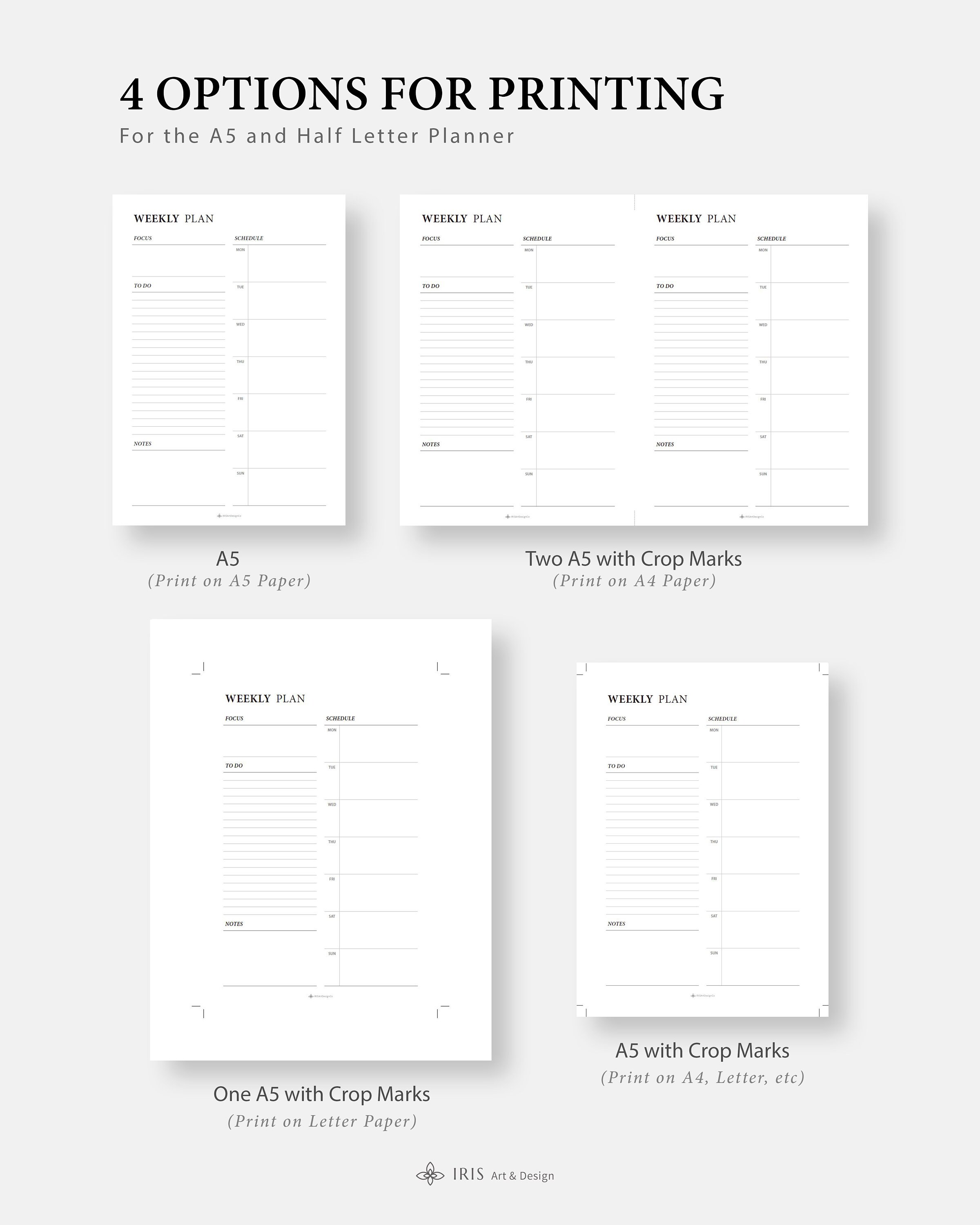 Weekly Planner 2 Pages Printable Week on Two Pages Weekly Overview Week at a Glance Weekly to Do