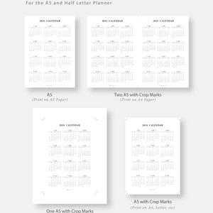 2024 2025 Minimalist Yearly Calendar | Annual Calendar PDF Insert ...