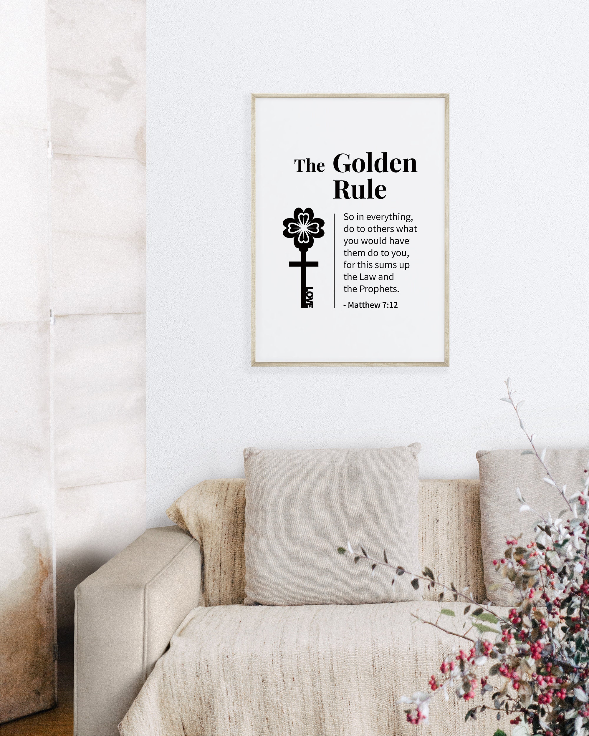 The Golden Rule, Bible Verse Wall Art, Matthew 7 12, Bible Quote Print