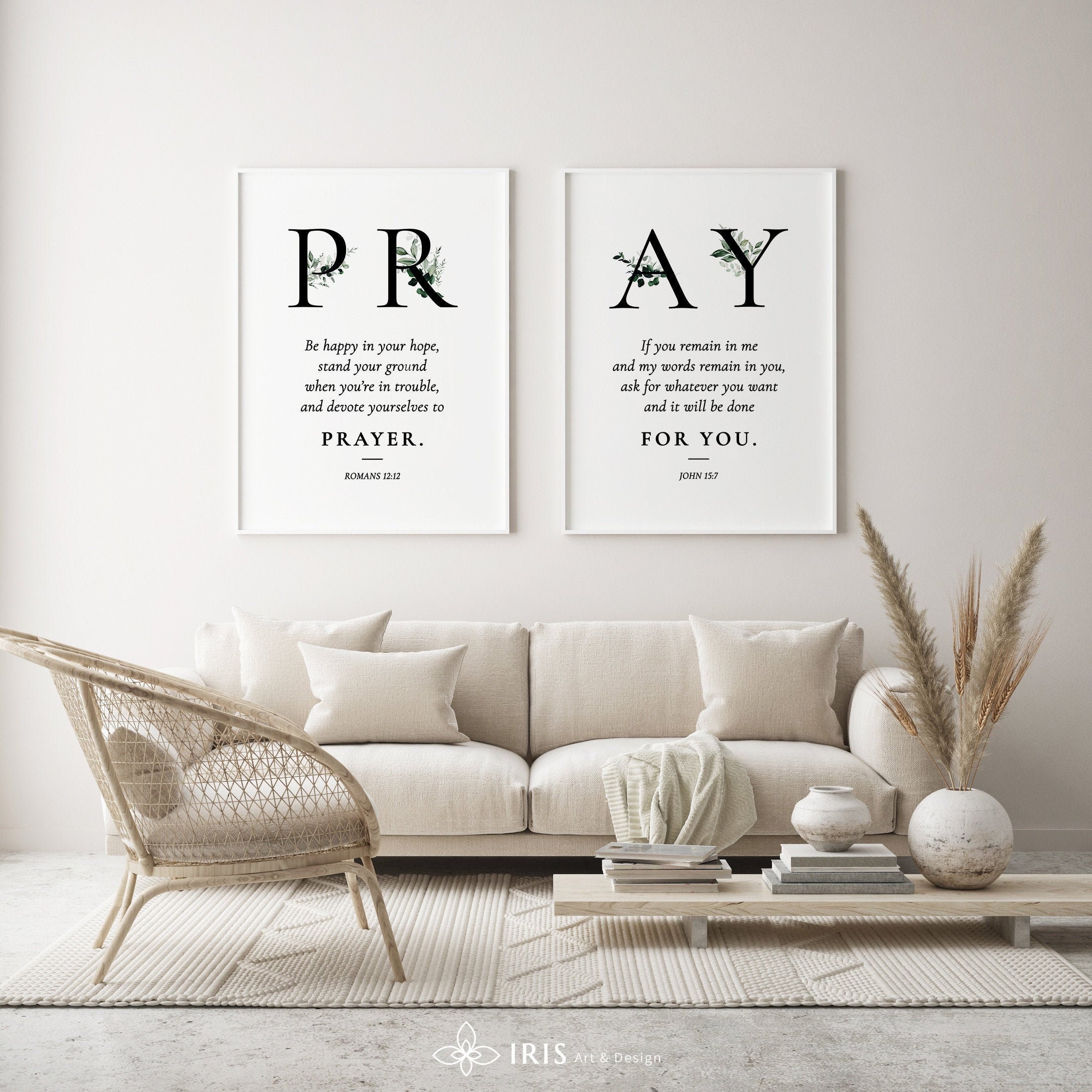 Pray Bible Verse Wall Art Set Scripture Set of 2 Modern Etsy