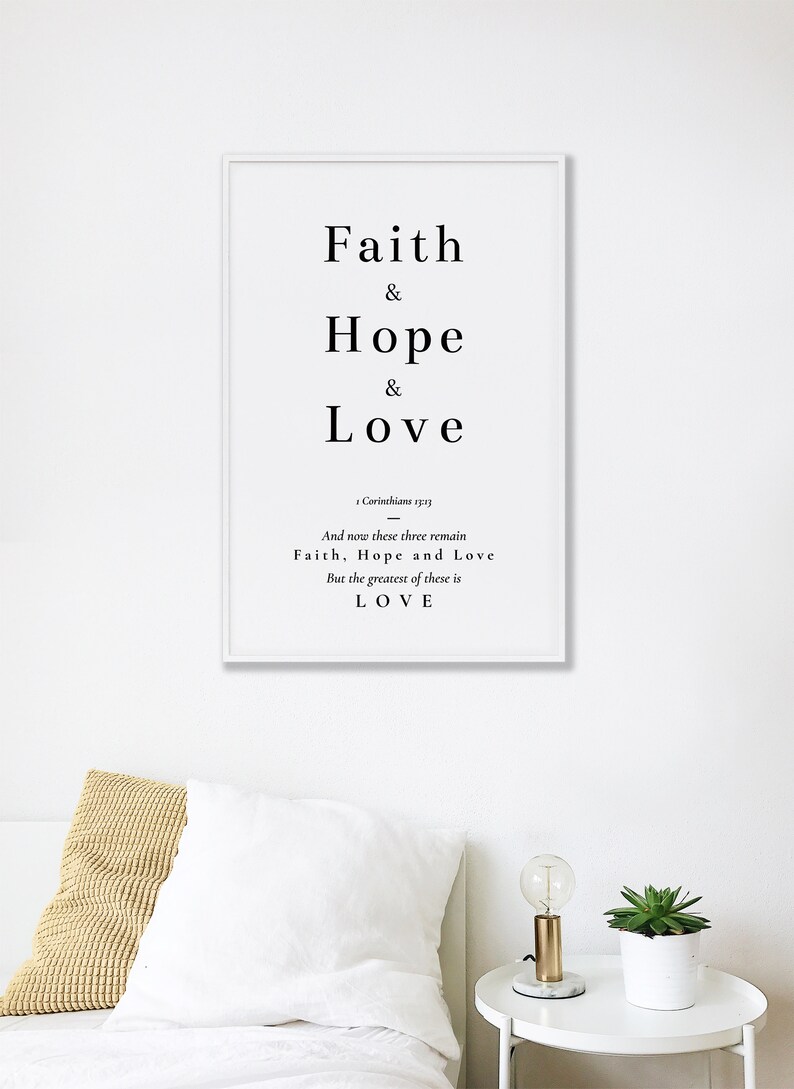 Faith Hope Love Print | Bible Verse Wall Art | 1 Corinthians 13:13 ...