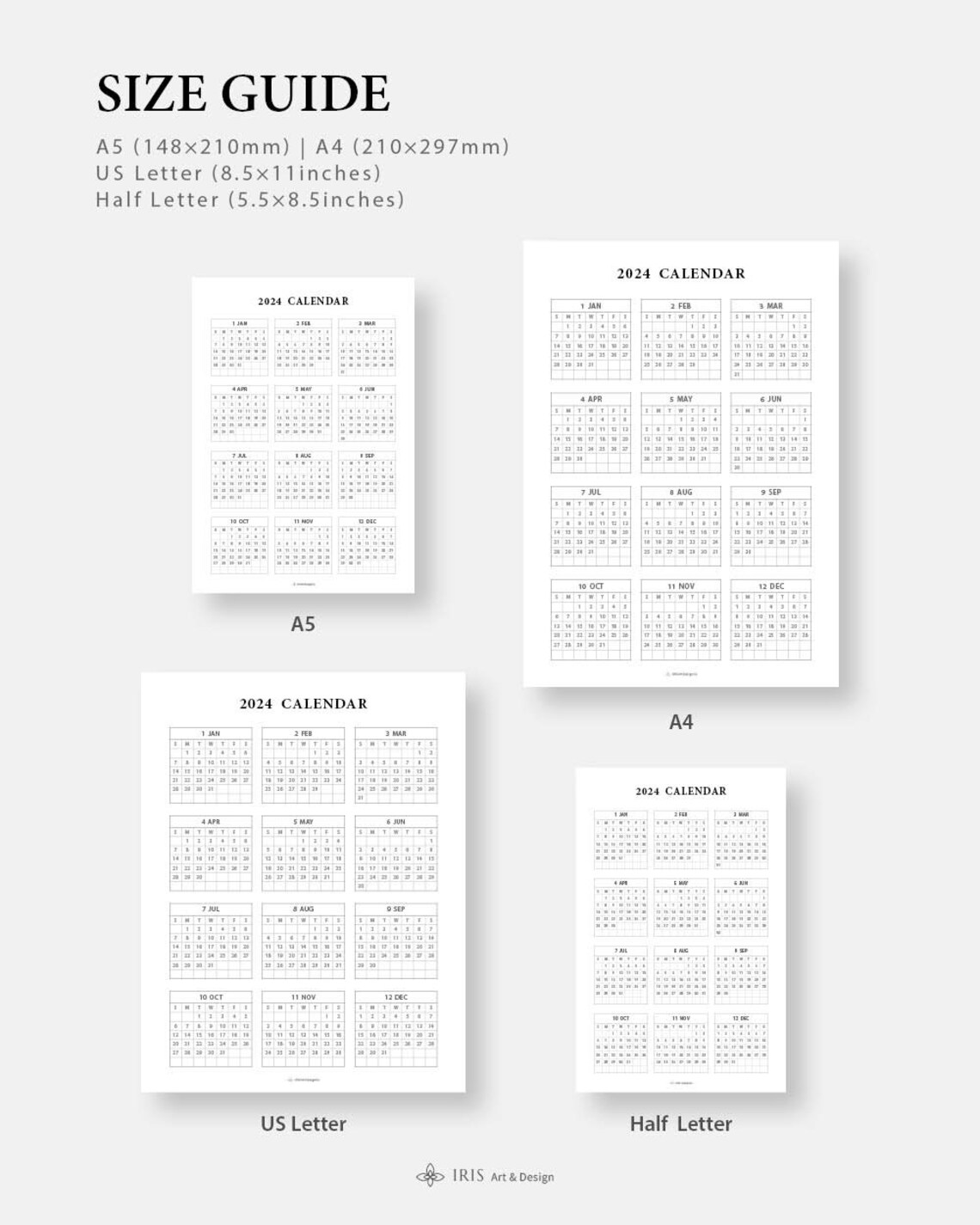 2025 2025 Calendar Printable PDF Calendar Template Inserts Etsy