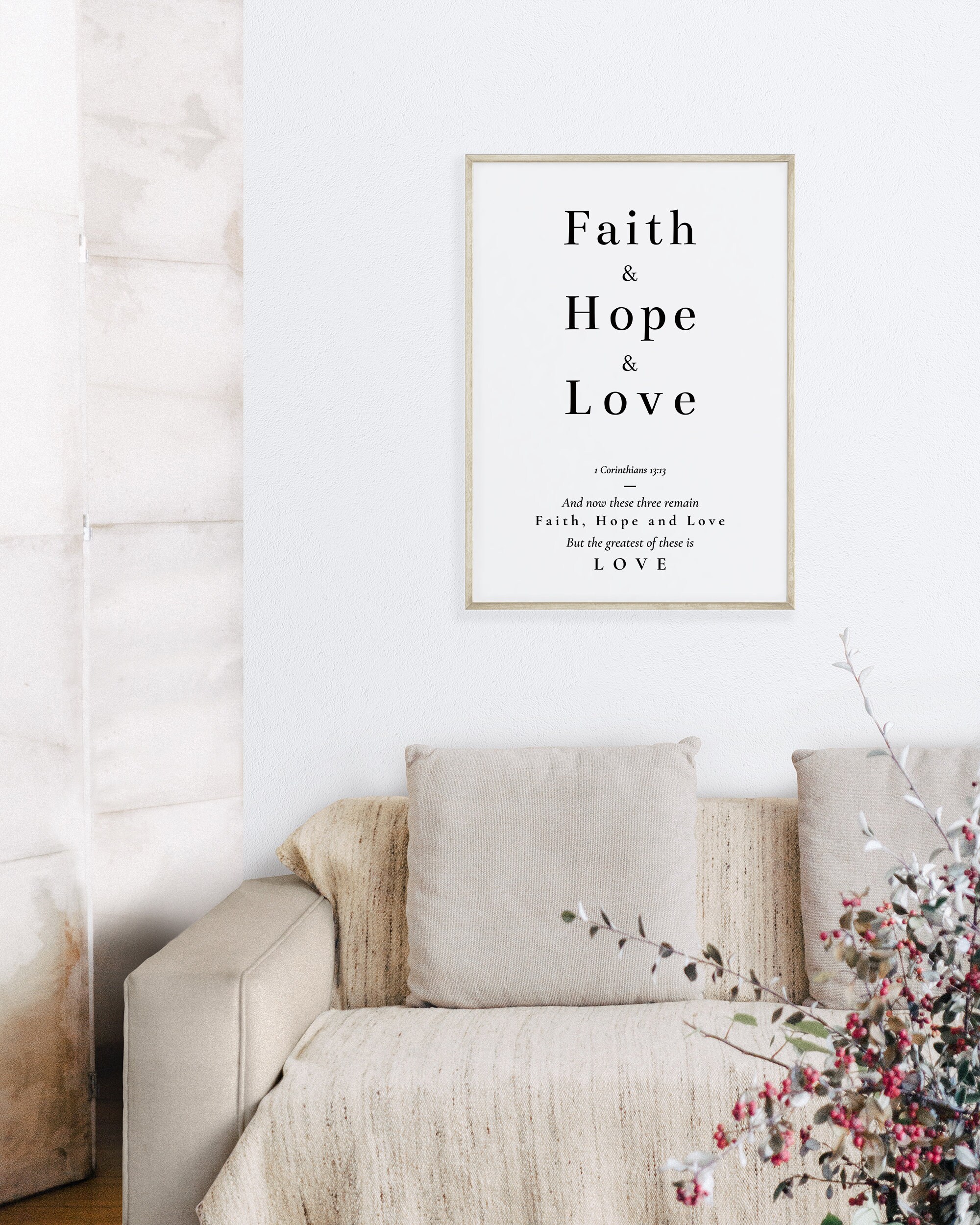 Faith Hope Love Print | Bible Verse Wall Art | 1 Corinthians 13:13 ...