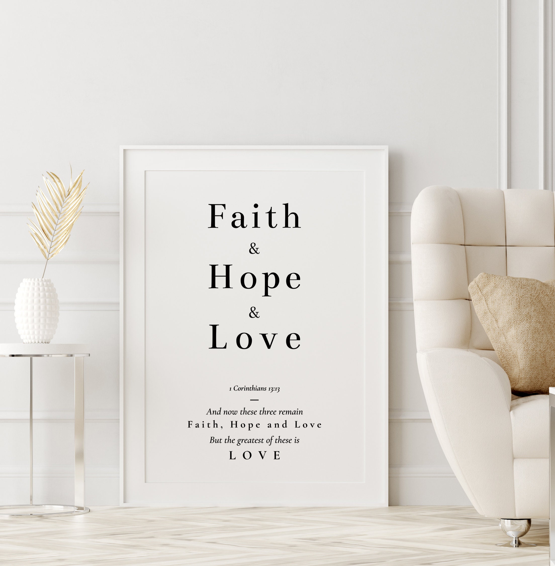 Faith Hope Love Print | Bible Verse Wall Art | 1 Corinthians 13:13 ...