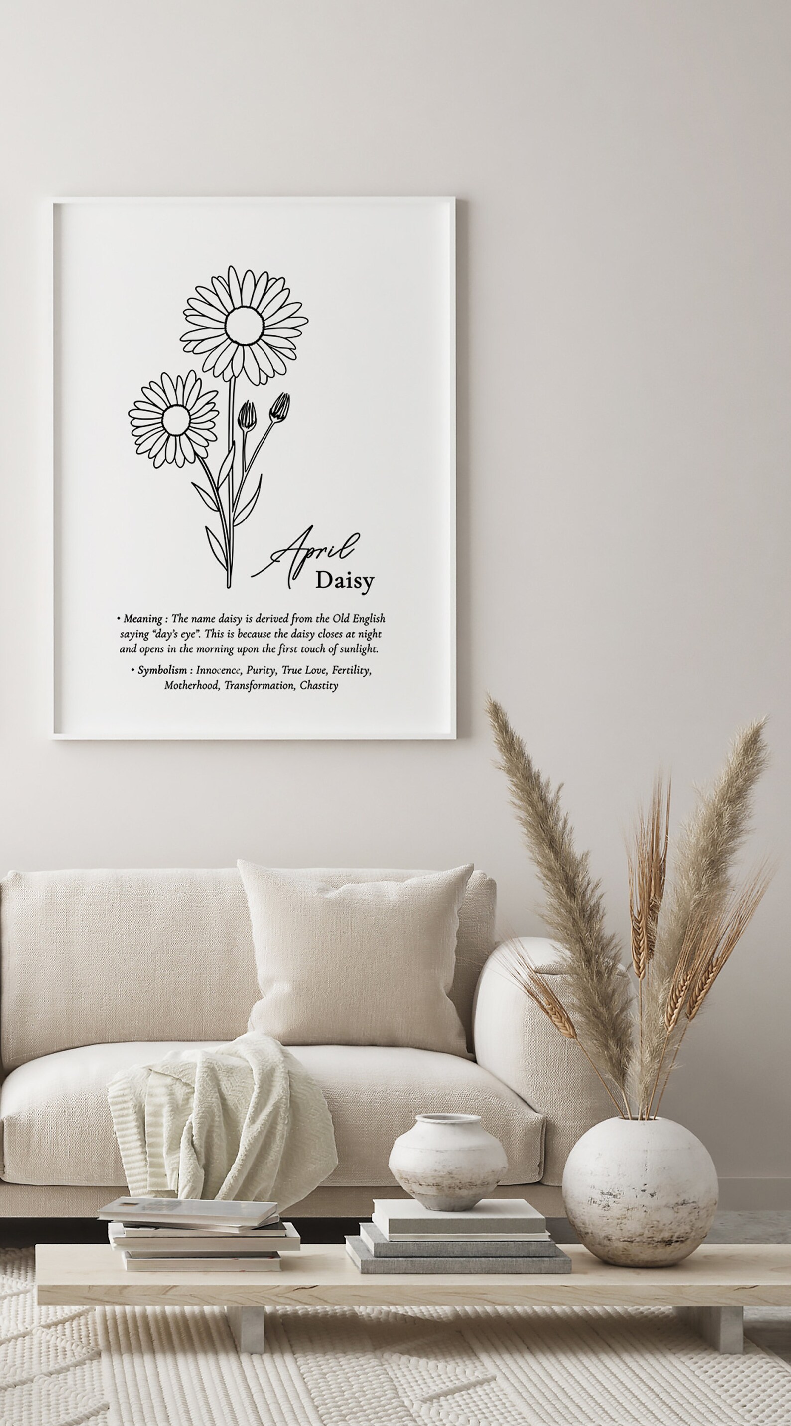 Birth Month Flower Print Printable Wall Art April Birth - Etsy