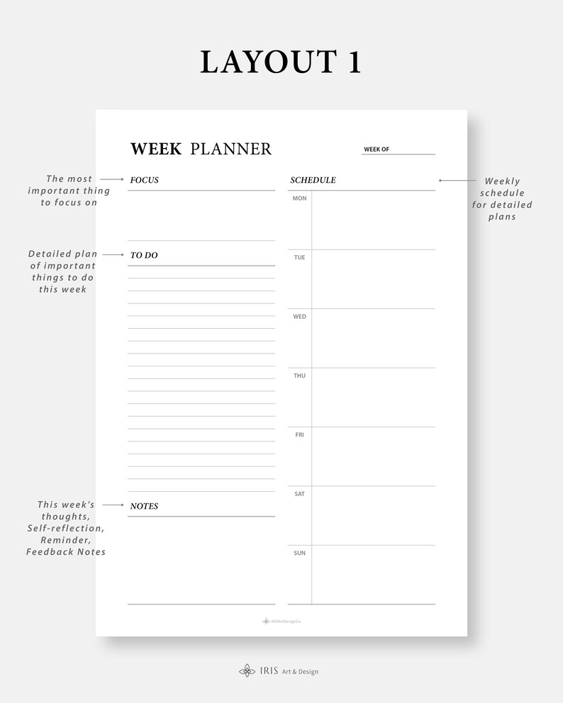 Week Planner Printable Weekly to Do List Weekly Schedule Weekly Planner Pad Printable, Fillable