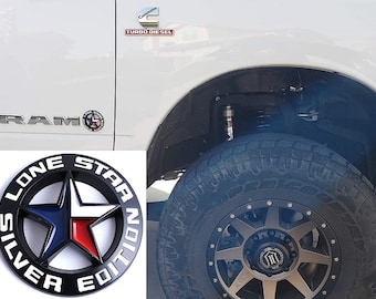 Black LONE STAR SILVER Edition Texas Emblem Decal Longhorn Badge Universal Stick On Fits Chevy Silverado Tahoe Sierra F150 Ranger Ram Truck