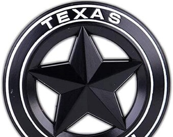 Texas Edition Star BLACK and WHITE Round 3" Shield Emblem Badge Universal Stick On FITS Tundra Tacoma F150 Silverado Door Tailgate Fender
