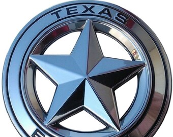 Texas Edition Star CHROME and BLACK Round 3" Shield Emblem Badge Universal Stick On FITS Tundra Tacoma F150 Silverado Door Tailgate Fender