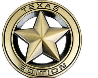 Texas Edition Star BRONZE and BLACK Round 3" Shield Emblem Badge Universal Stick On FITS Tundra Tacoma F150 Silverado Door Tailgate Fender