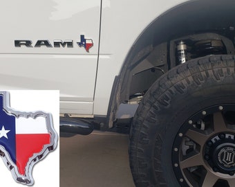 3.1" TEXAS STATE FLAG Texas Emblem Decal Longhorn Badge Universal Stick On Fits Silverado Tahoe Sierra F150 Ram Fender Door Tailgate Truck