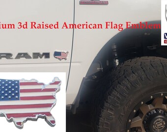 3D Raised 3.25" AMERICAN FLAG in Shape of United States Badge Stick On Fits Silverado Tahoe Sierra F150 Ram Fender Door Tailgate Truck USA