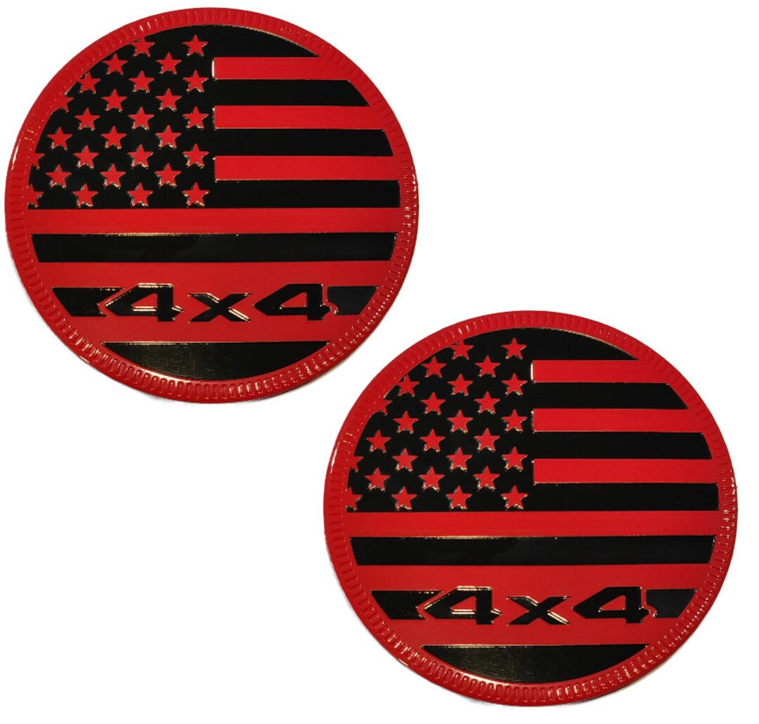 TWO- 4x4 Metal 3D American Flag Emblems 2.4
