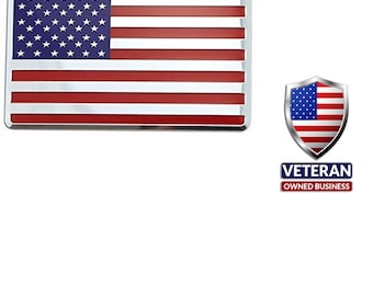 ALUMINUM American Flag Stick-On Emblem Car Truck Decal Badge Sticker Patriotic 4th Of July