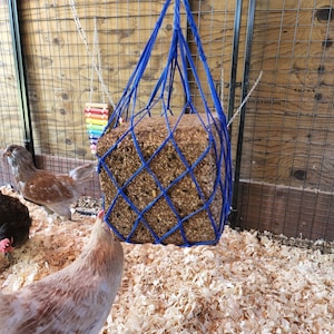 Chicken Run Coop 25lb Flock Block Bird Seed Hanging Mesh Bag Veggie Treat Holder Poultry Toy Cabbage Veggies with Steel Hanging Hook Latch