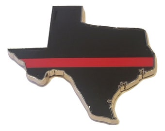 THIN RED LINE Flag With Black Texas Emblem Decal Longhorn Badge Stick On Fits Silverado Tahoe Sierra F150 Ram Fender Door Tailgate Truck