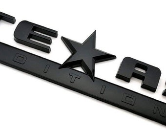 ALL BLACK Texas Edition 3M Stick On Emblem Badge Decal FITS Sierra Silverado Suburban Tahoe Ford F150 Dodge Ram Titan Truck Door Fender