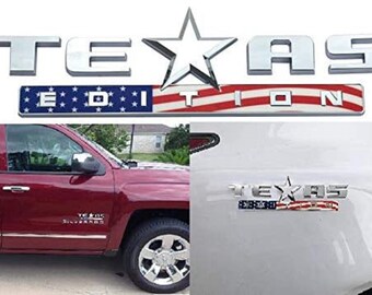 AMERICAN FLAG Texas Edition 3M Stick On Emblem Badge Decal FITS Sierra Silverado Suburban Tahoe Ford F150 Dodge Ram Titan Truck Door Fender