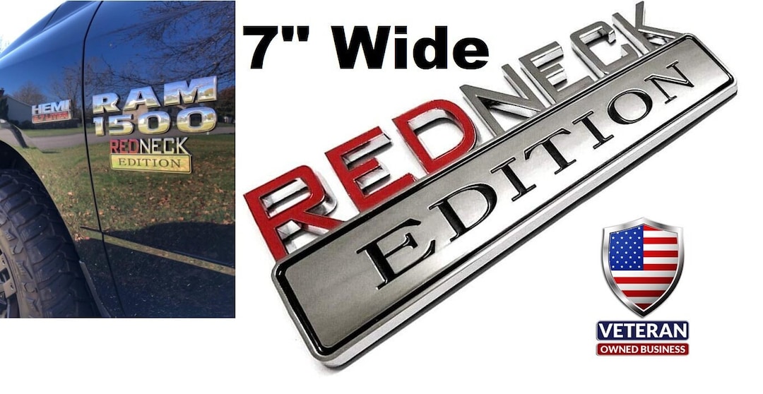 Chrome and Red 7 Wide Large REDNECK EDITION Decal Sticker Car Truck Emblem Badge Red Neck Hick Hillbilly Maga Make America Great Again Etsy